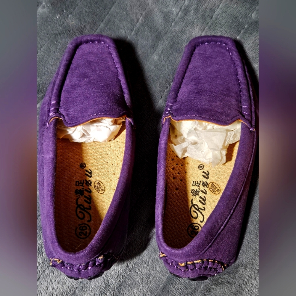 New Girls Soft Suede Leather Slip On Moccasins